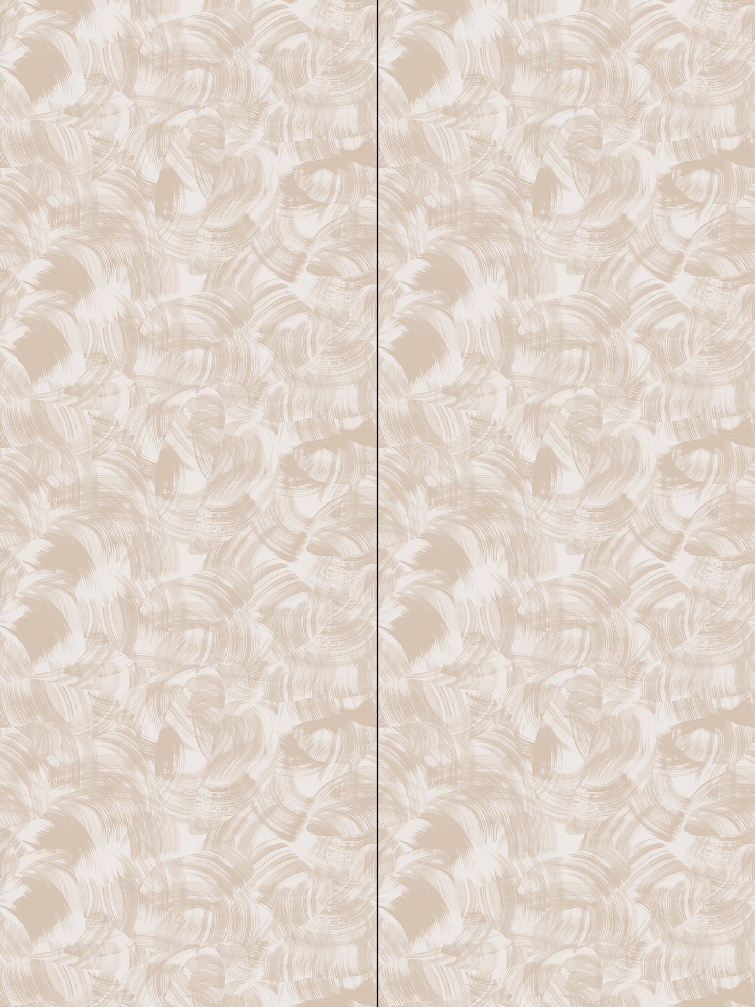 Wallpaper in an abstract paint swatch print in tan on a cream field.