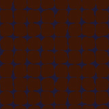 Wallpaper in a repeating blot print in deep red on a dark blue field.