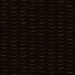 Wallpaper in an abstract crescent print in brown on a black field.