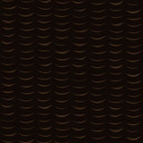 Wallpaper in an abstract crescent print in brown on a black field.