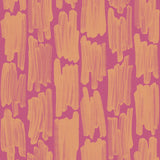 Wallpaper in an abstract paint swatch print in orange on a pink field.