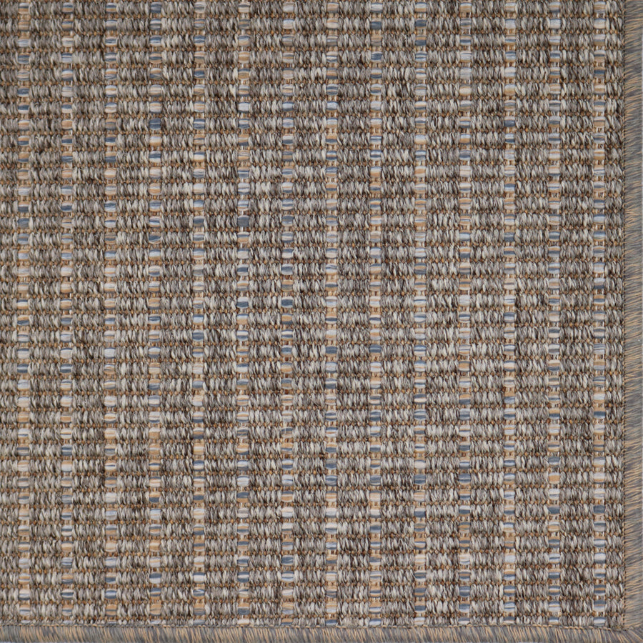 Textured brown and beige striped rug