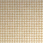 Detail of wallpaper in a dense plaid pattern in shades of orange and tan.