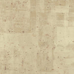 Detail of wallpaper in a minimalist paint slatter print in brown on a tan field.