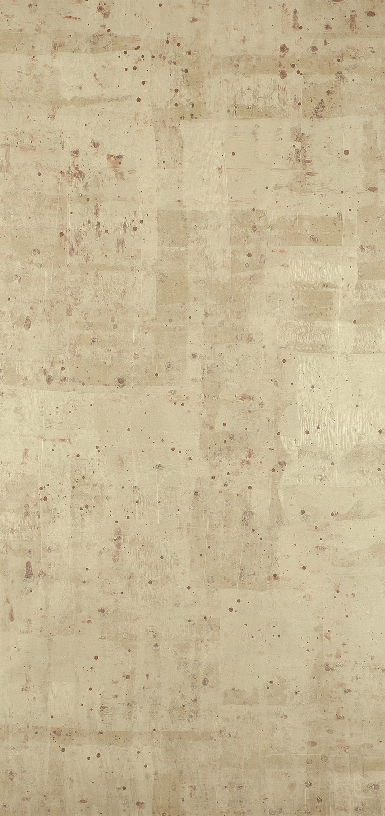 Detail of wallpaper in a minimalist paint slatter print in brown on a tan field.