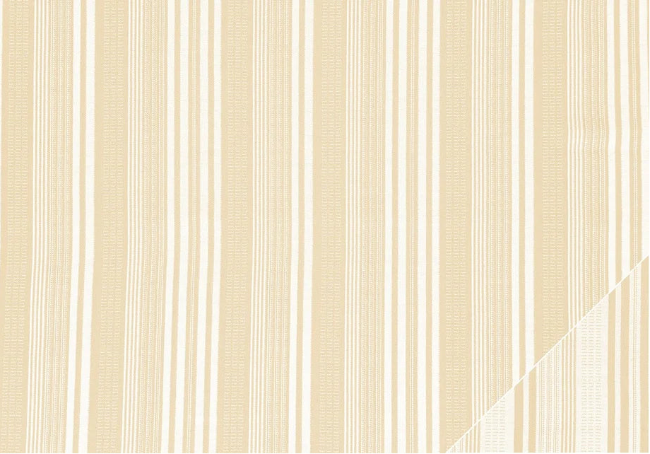 Cream and yellow striped pattern with a corner showing the reverse