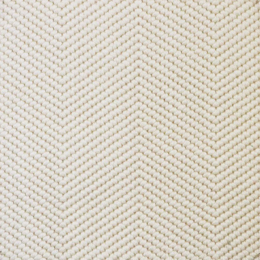 Broadloom carpet swatch herringbone design in white