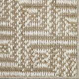 Close-up of a key pattern carpet in beige and white