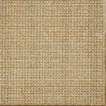 Close-up of a textured woven performance carpet in warm tan.