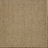 Close-up of a textured woven performance carpet in brown.