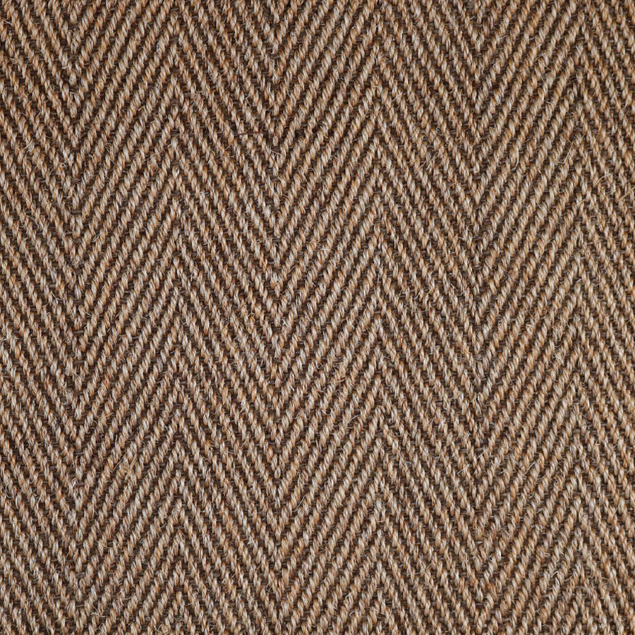 Broadloom carpet swatch herringbone design in brown orange