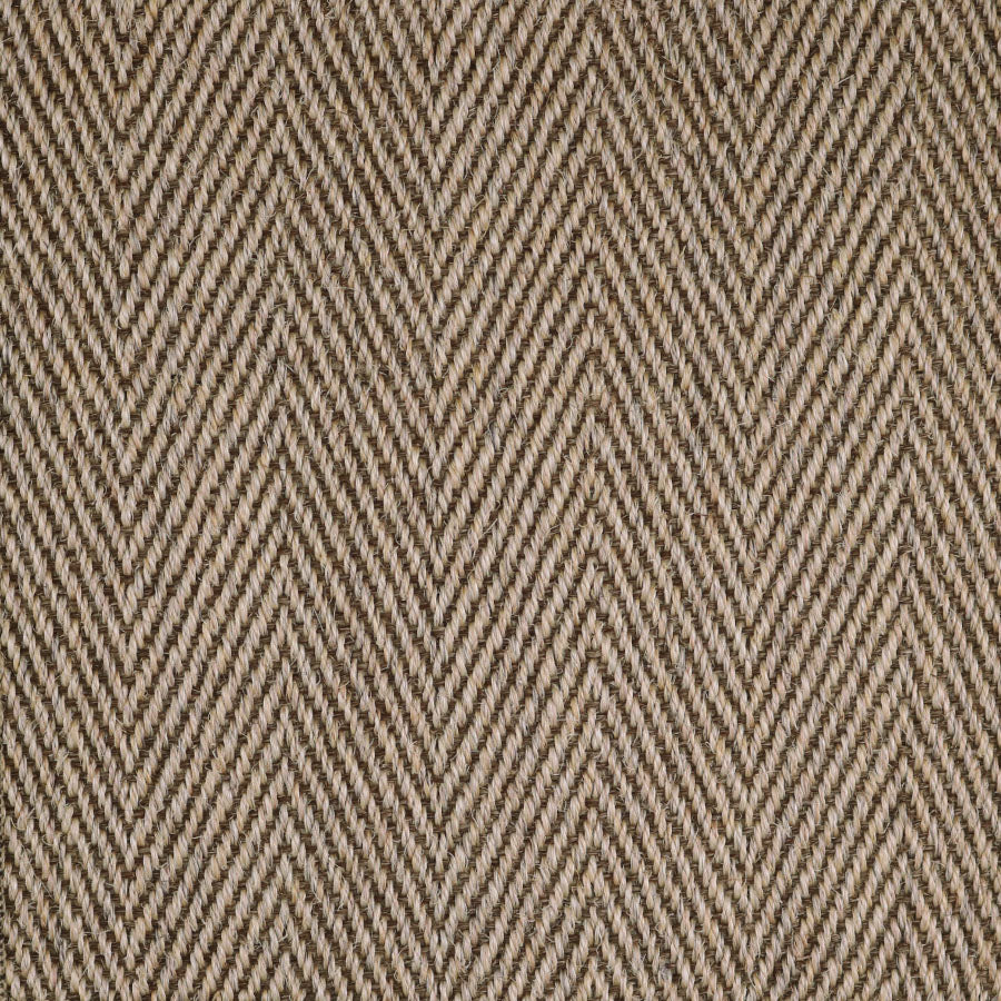 Broadloom carpet swatch herringbone design in brown cream