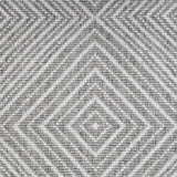 Broadloom carpet sample in a linear diamond design in white and heathered grey