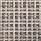 Broadloom carpet with plaid design in brown and cream.