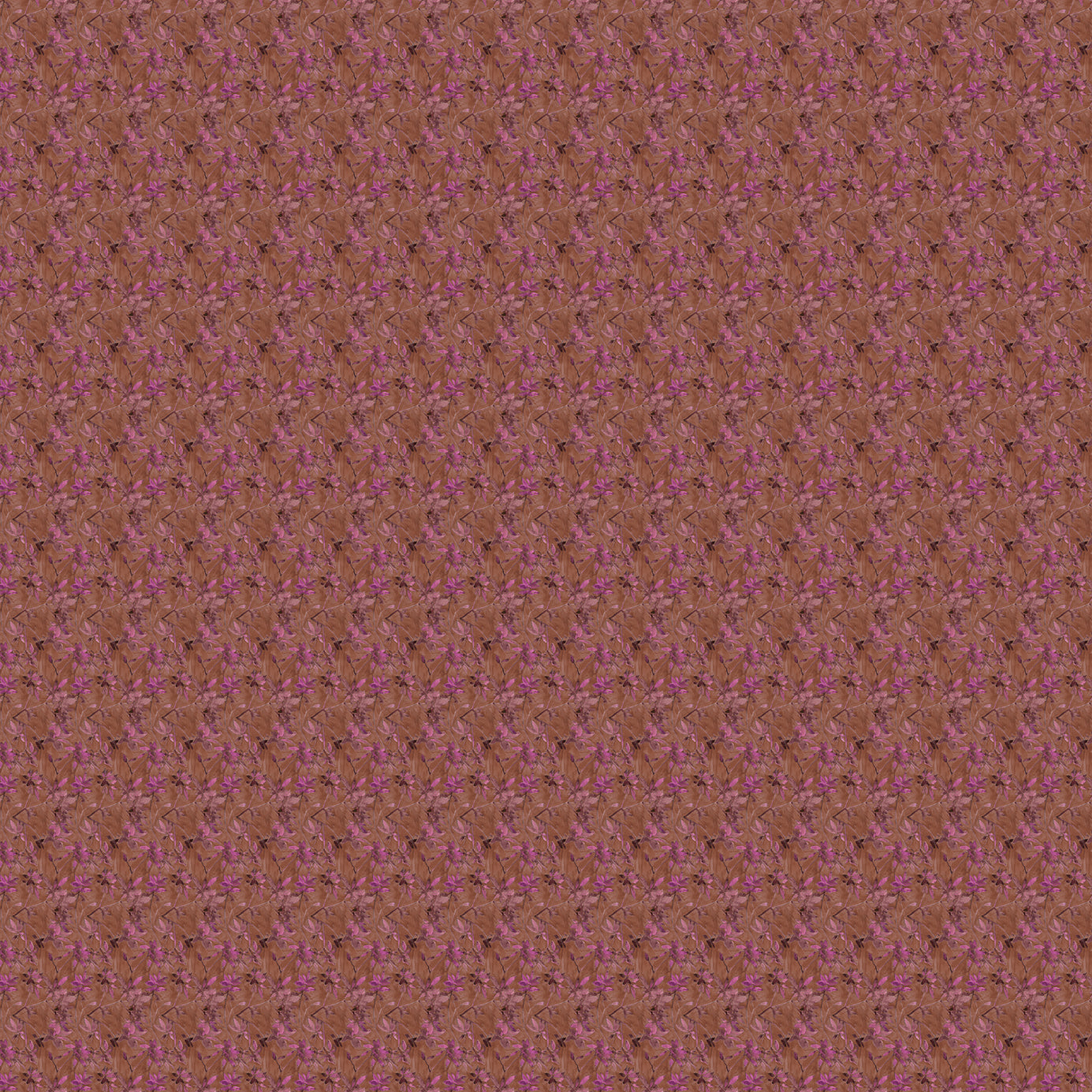 Small scale watercolor floral in purple and brown.