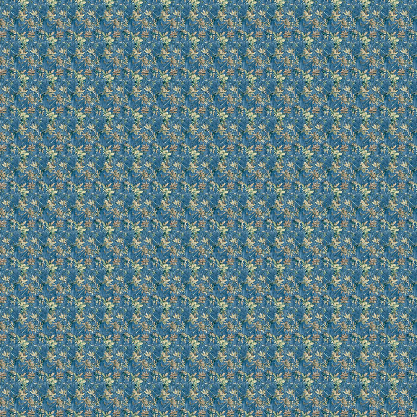 Small scale watercolor floral in green on a teal background. 