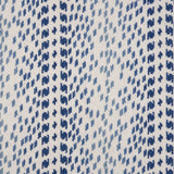 Broadloom carpet with a dashed stripe in shades of blue on a cream field. 