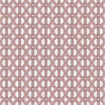 Detail of wallpaper in an intricate lattice print in pink on a cream field.