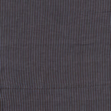 Detail of fabric in a stripe print in brown and navy.