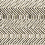 Broadloom carpet sample in a ivory, tan and taupe herringbone pattern