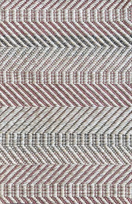 Broadloom carpet sample in a ivory, pink and grey herringbone pattern