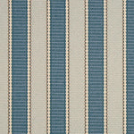 Striped flatweave runner detail in blue and white.