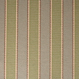 Striped flatweave runner detail in sage green and light green.