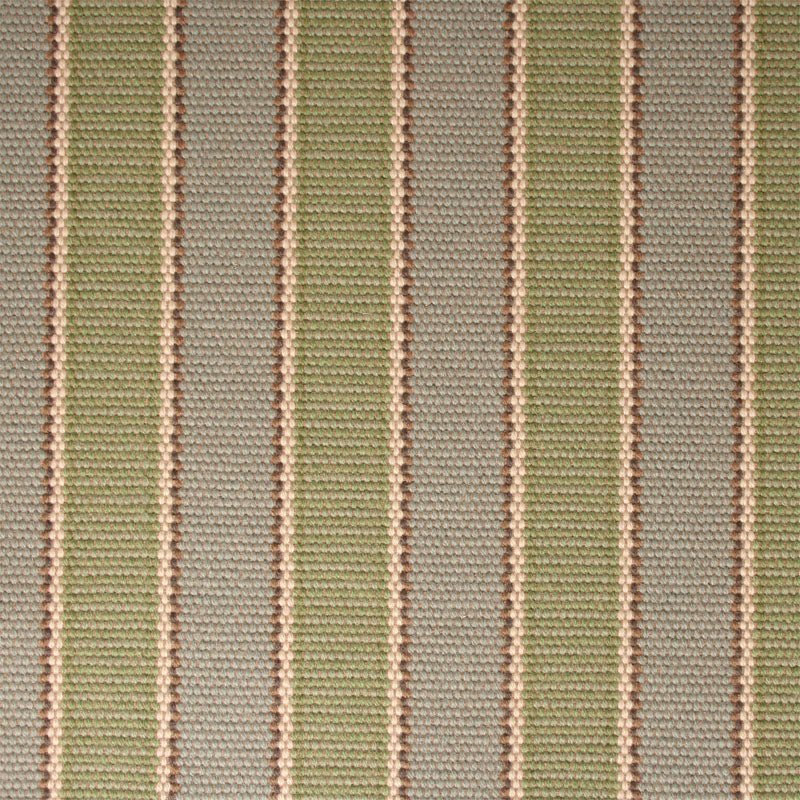 Striped flatweave runner detail in sage green and light green.