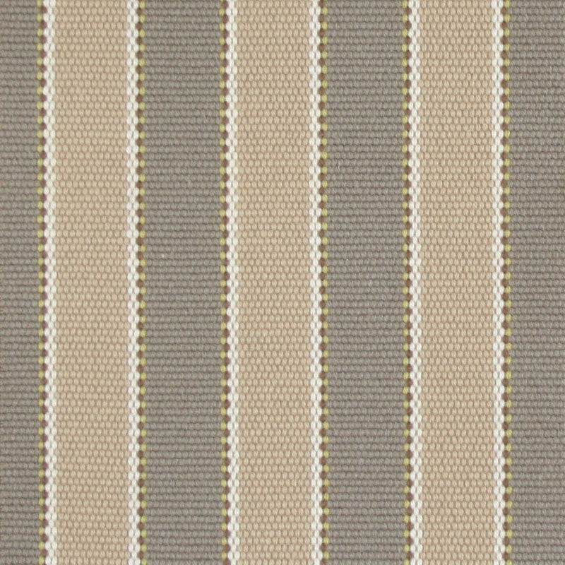 Striped flatweave runner detail in neutral grey and tan. 