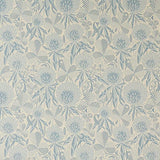 Detail of a blue tonal botanical design of clover flowers and leaves