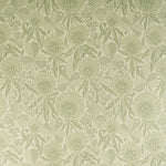 Detail of a sage green tonal botanical design of clover flowers and leaves