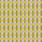 Detail of fabric in an interlocking checked pattern in shades of pink, yellow and sage.