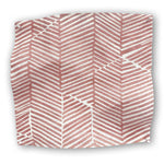 Square fabric swatch in a dense herringbone print in brown on a white field.