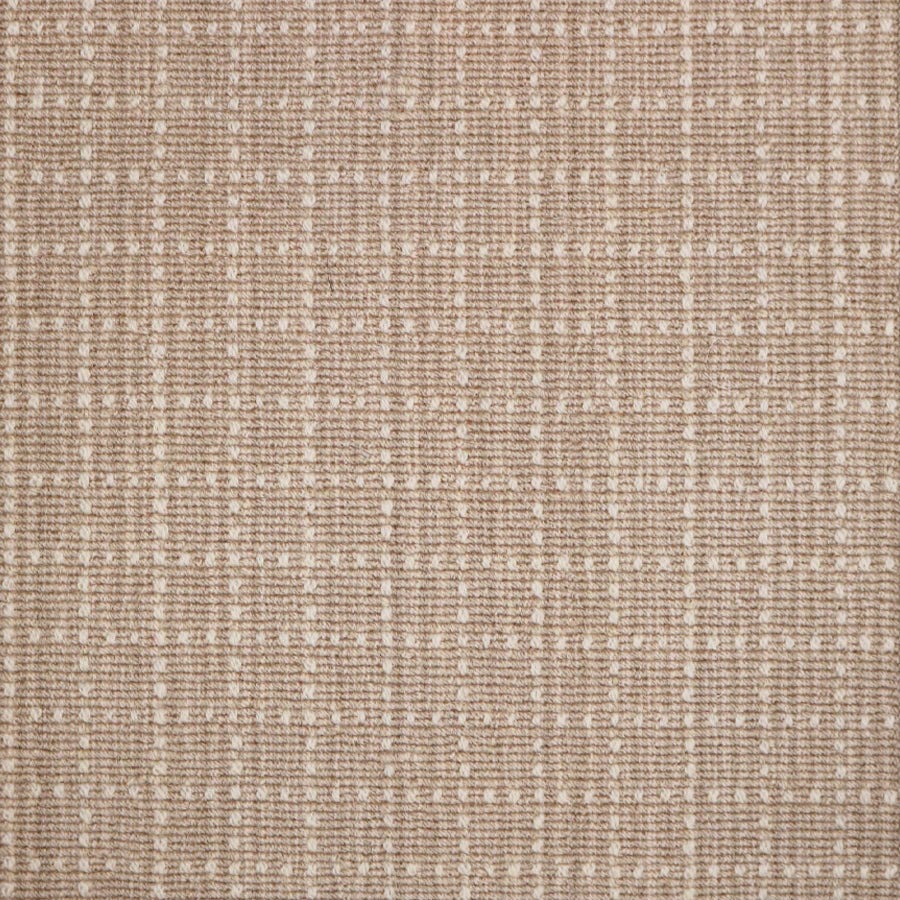 Broadloom carpet swatch in checkered pattern tan color