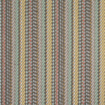 Striped flatweave runner detail in blue yellow taupe