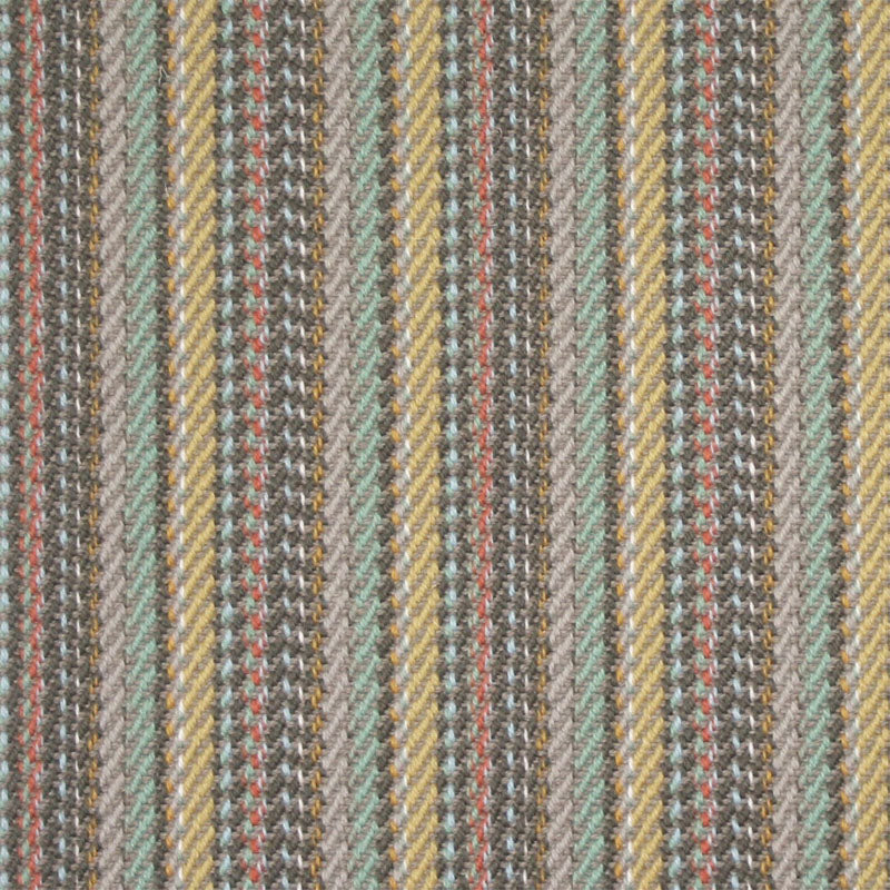 Striped flatweave runner detail in blue yellow taupe