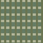 A wallpaper pattern detail in a gridded check pattern in green, sage and taupe.