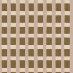 A wallpaper pattern detail in a gridded check pattern in brown, cream and mauve. 