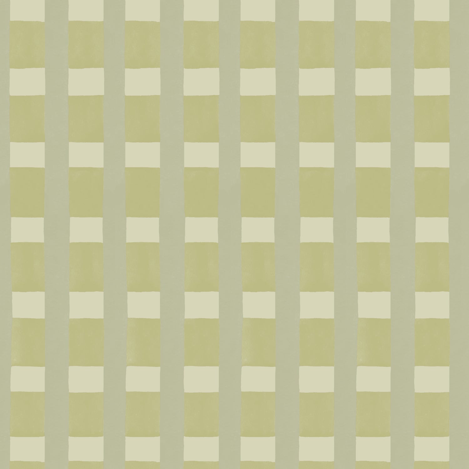 A wallpaper detail in a gridded check pattern in soft shades of green.