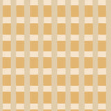 A wallpaper detail in a gridded check pattern in tan, cream ochre yellow. 