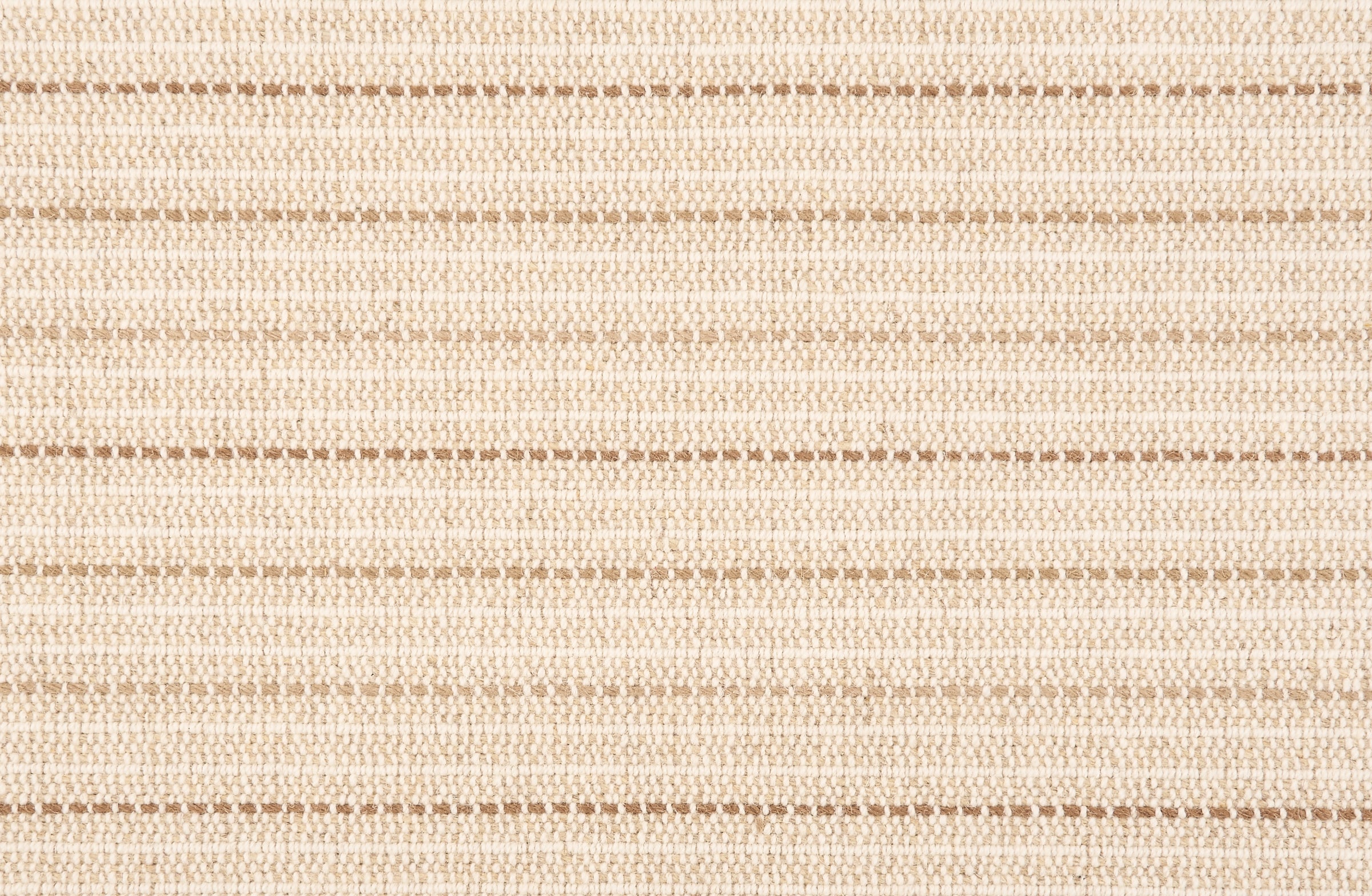 Broadloom carpet with a cream field and widely spaced dashed stripes in shades of tan and brown.