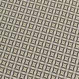 Detail of woven fabric in a geometric grid print in yellow and brown on a cream field.
