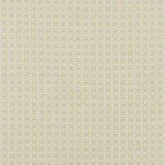 Woven fabric in a geometric grid print in yellow and blue on a tan field.