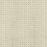 Woven fabric in a geometric grid print in yellow and blue on a tan field.