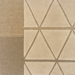 Handknotted rug with geometric pattern in beige and brown tones