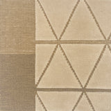 Handknotted rug with geometric pattern in beige and brown tones