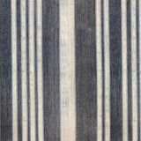 Detail of wallpaper in an irregular stripe print in shades of cream, blue and gray.