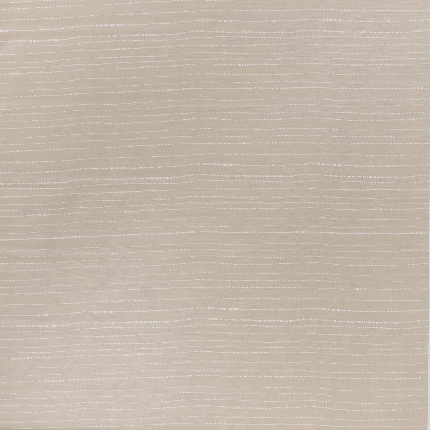printed cotton fabric in a broken stripe pattern in white on a beige field.