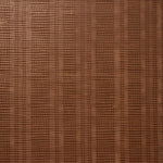 Detail of wallpaper in a textural stripe print in shades of brown.