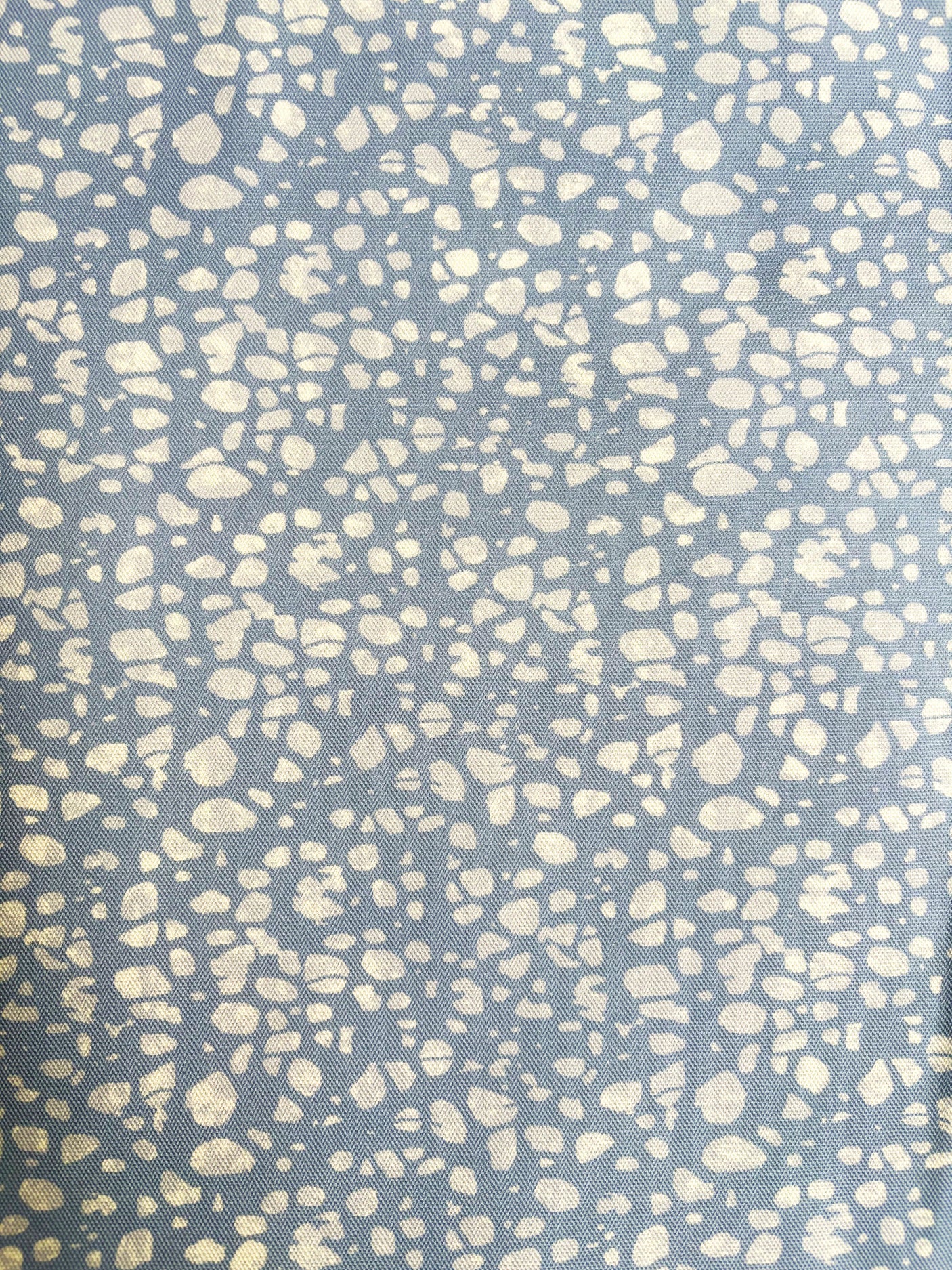 Patterned fabric with white spots on a blue background